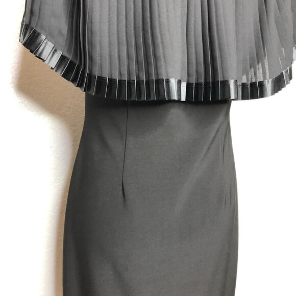 Frank Lyman Design black pleated shoulder overlay sheath dress size 6 - Picture 11 of 13